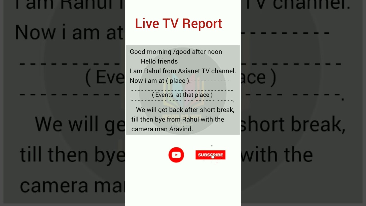 Live TV Report Format |Report format |speaking practice 