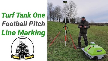 Turf Tank One Robot line marking machine. Football / Soccer pitch line marker review & demonstration