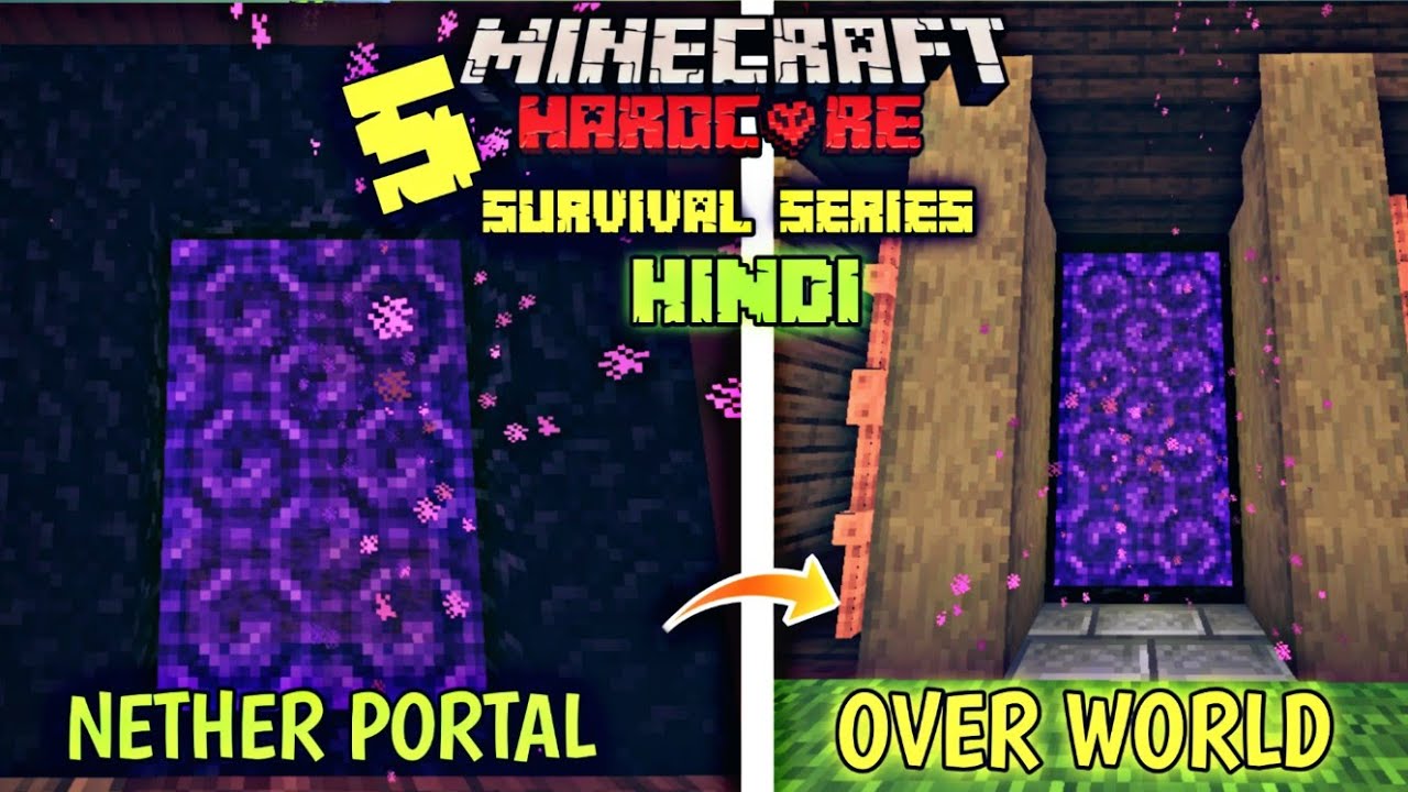 I BUILD DESIGNER NETHER PORTAL IN MINECRAFT HARDCORE SURVIVAL SERIES EP ...