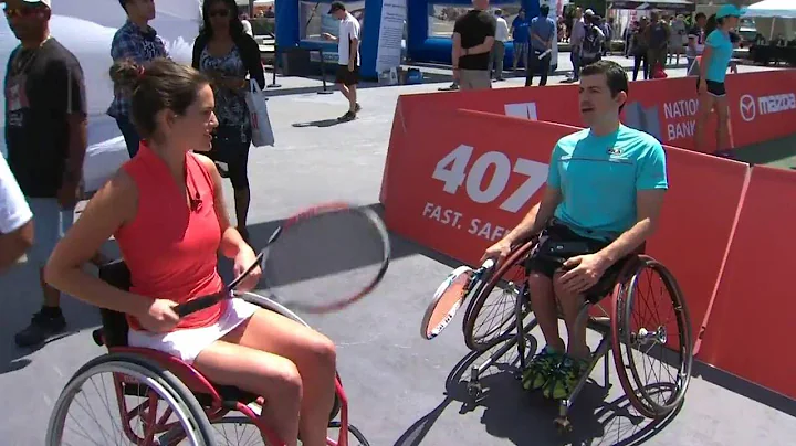 Caroline Cameron tries her hand at wheelchair tennis