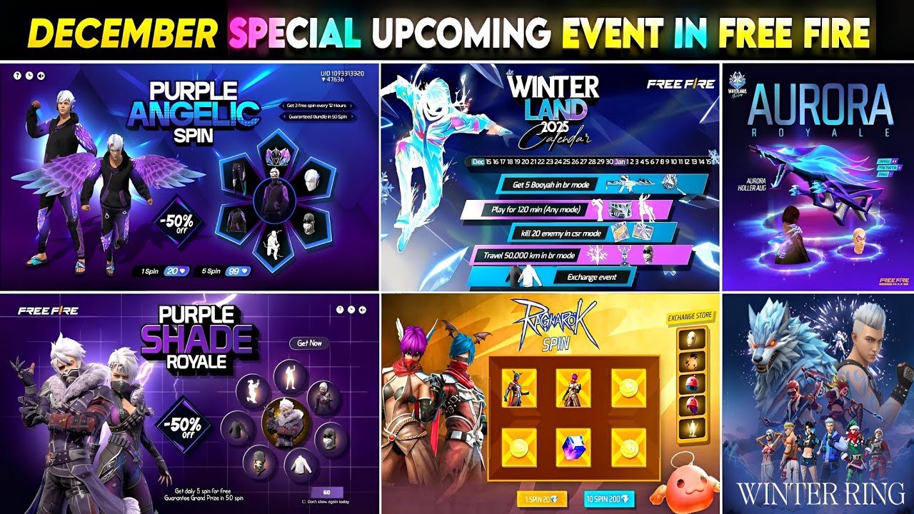 Upcoming Events in Free Fire l Free Fire New Event l Ff New Event l Purple Angelic Event Free Fire