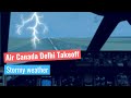 Air Canada Boeing 777-300ER takes off from New Delhi in STORMY WEATHER | PMDG | FSX