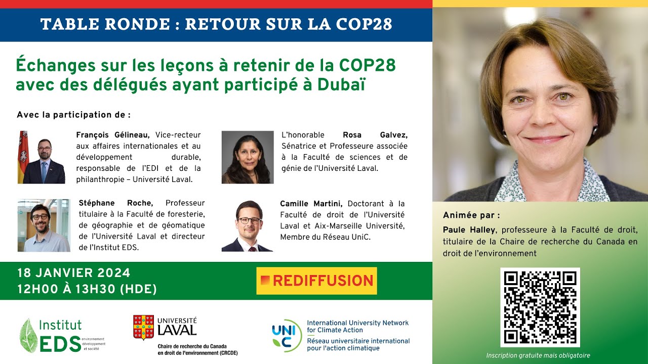 Institut EDS | Table ronde du 18 janvier 2024 | Échanges sur les leçons à retenir de la COP28