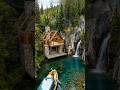 Building a Two-Story House Between Cliffs with a Waterfall