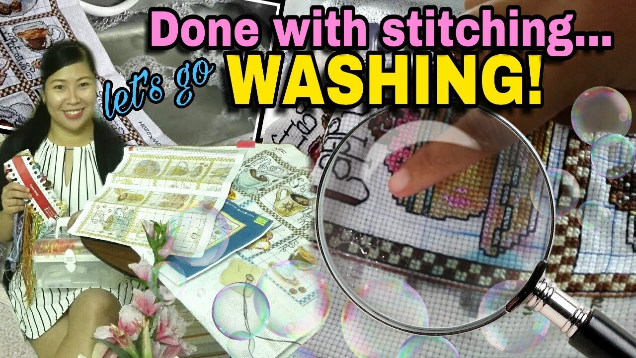 How To Wash Your Finished Stamped Cross Stitch Project | Cross Stitch 101 | Stitching With Tere