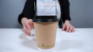 Disposable Customized Logo Printing Hollow Double Wall Kraft Paper Coffee Cups with Lid