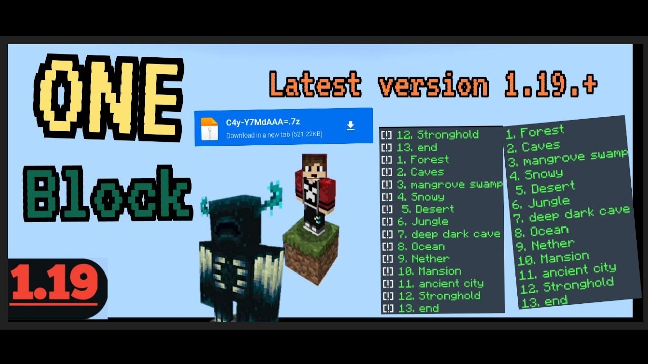 How to Download One block in Minecraft PE 1.19 | Minecraft One Block ...