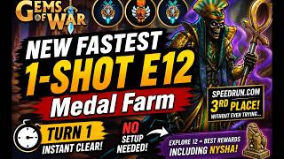 Explore 12 Just Got Broken – Turn 1 Instant One-Shot (No Setup Needed!) Gems of War Medal Farming