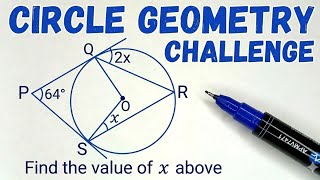 Challenging Circle Geometry Question || Can You Find Angle x?
