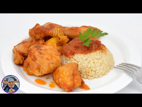 Pollo en salsa de tomate con arroz blanco - recetas de javier romero