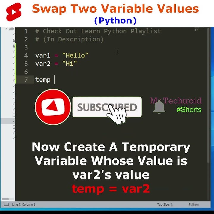 Swap Values Of Two Variables In Python - MTT - #Shorts - YouTube