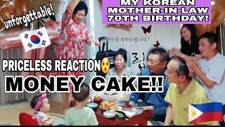 KOREAN MOTHER-IN-LAW FIRST EXPERIENCE MONEY CAKE ON HER BIRTHDAY(filipino style) |Unforgettable 🥰