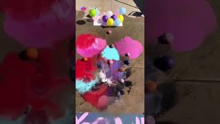 Falling Bottles Smash Balloons Of