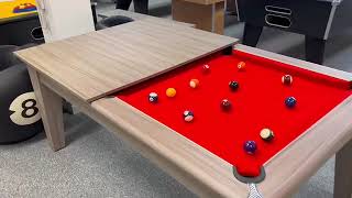 6ft Classic Pool Dining Table - Driftwood Cabinet with Red Cloth