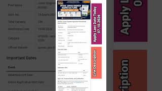 Apply Last Date Today✅ UPSSSC JE (Agriculture) Recruitment 2026 Notification OUT For 134 Posts.