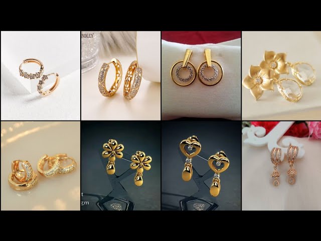 light weight gold stud earrings designs 2023 with weight & price | daily  use gold earrings designs | - YouTube