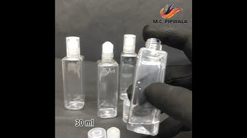 "Introducing the 30ml Transparent PET Square Bottle with Roll-On Cap by M.C. Pipwala"