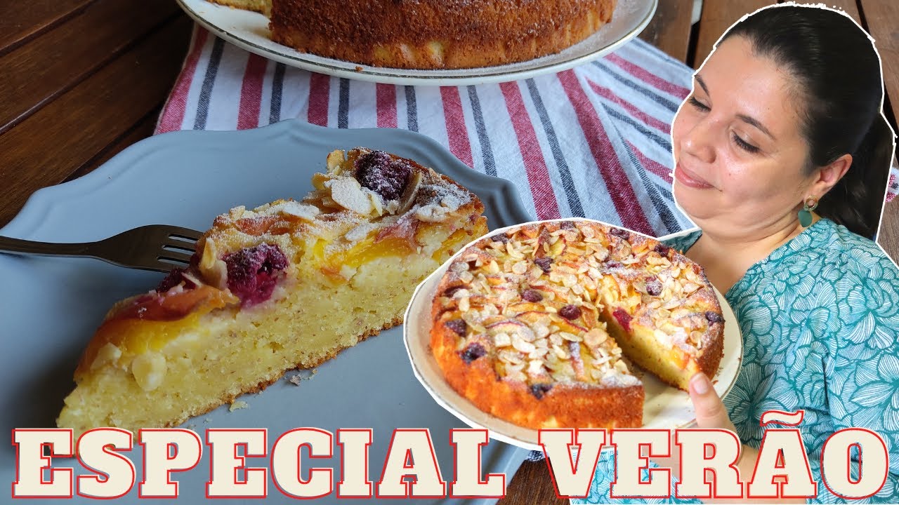 RECEITA DE BOLO DE IOGURTE E AMÊNDOA COM FRUTAS DE VERÃO | Especial Receitas de Verão