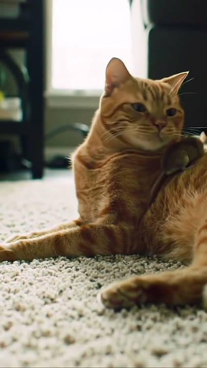 seekor tikus sedang mengajak bermain kucing orange yang sedang santai#kucing #hewanlucu #lucu #tikus