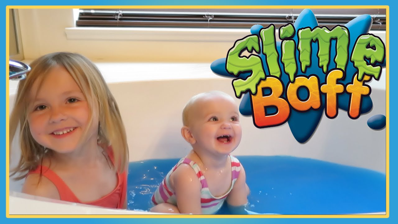 😨 Baby In A Slime Baff Squishy Slime Filled Bathtub Youtube