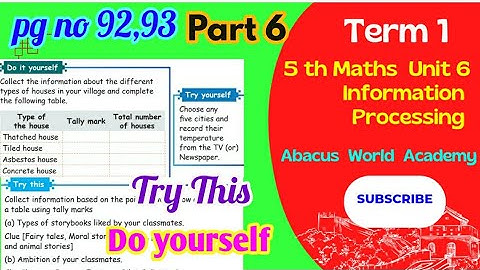 5th maths (unit 6) Information Processing /Activity, Try This(pg no 92,93)