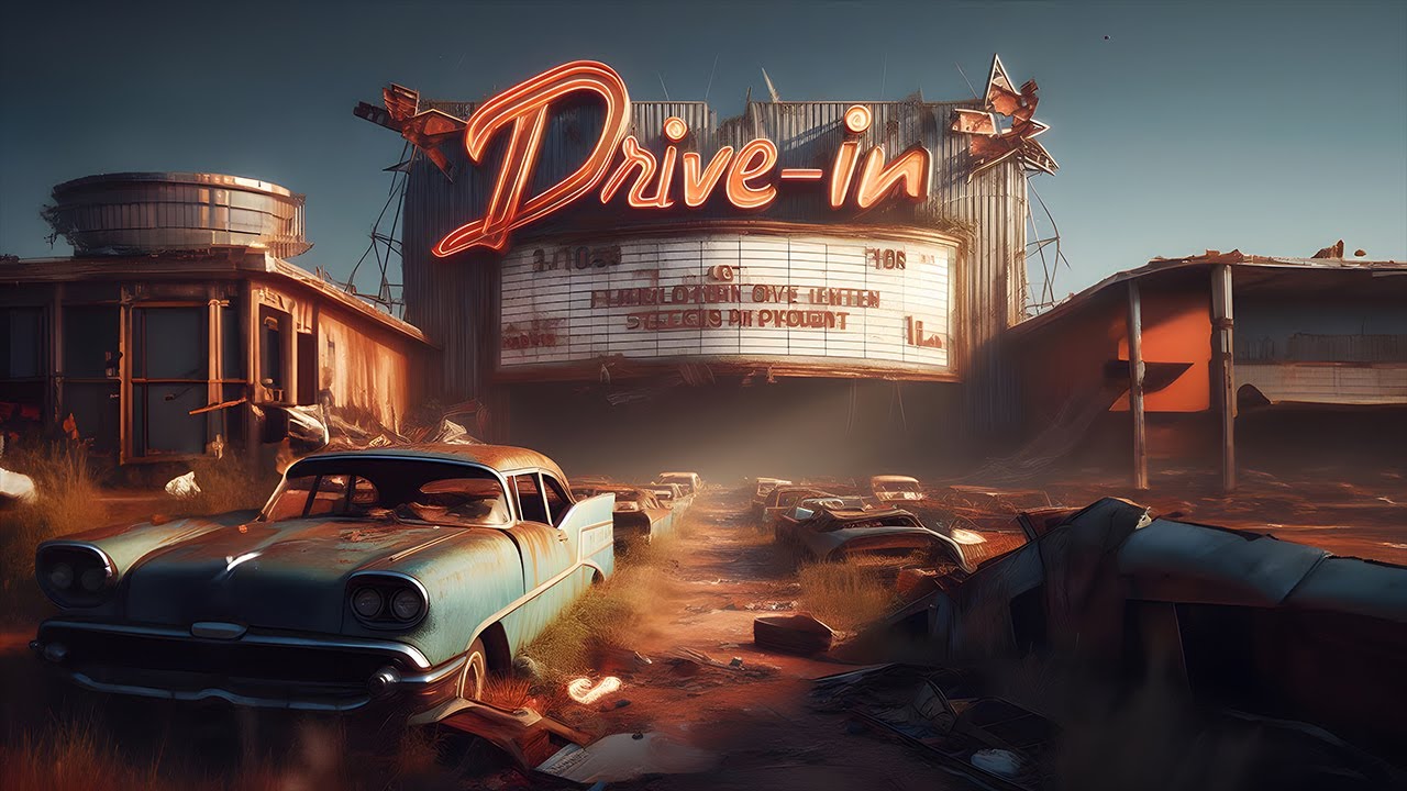 Заброшенный автокинотеатр со всем хламом внутри (капсула времени)