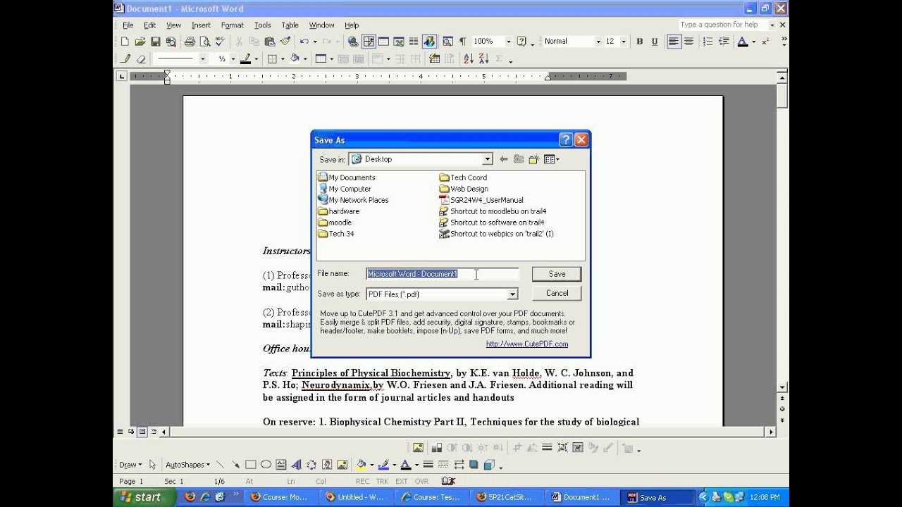 Making PDFs using CutePDF
