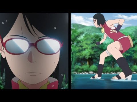 Sarada Trains To Learn How To Walk On Water - Sarada Gives Boruto The Death Stare