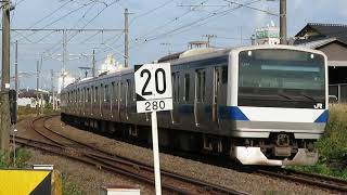 常磐線 E531系K464+K4**編成 554M 普通 土浦 行 岩間~友部 野球場踏切 通過 2020.11.01