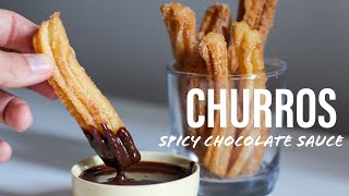 Easy Homemade Crispy Churros | Spicy Chocolate Dipping Sauce