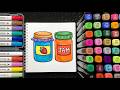 🍓 Coloring Cute Jam Jars with Alcohol Markers | Relaxing Art Video