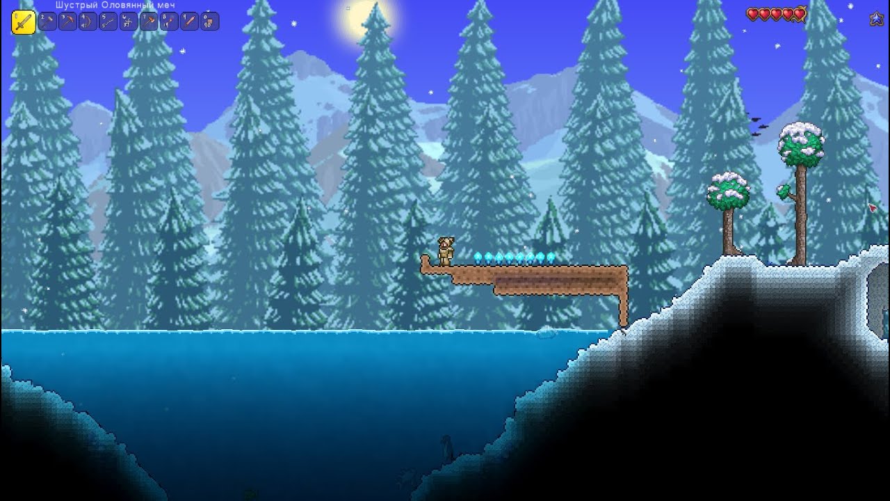 сделал пирс и словил рыбу в террарии