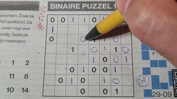 (#5252) Thursday. Binary01 Sudoku puzzle. Bonus Extra edition. 09-29-2022 Extra part 3 of 4