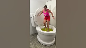 Big SPLASH Highest JUMP Slow Motion in Giant Toilet Yellow Pool #shorts