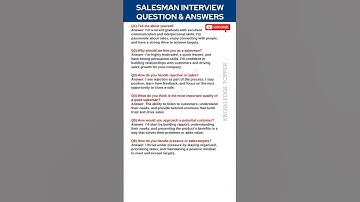 Salesman Interview Questions and Answers | Salesperson Interview Questions and Answers