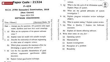 BCA 5TH SEM SOFTWARE ENGINEERING 2018 | MJPRU
