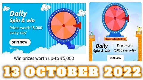 Amazon Funzone Daily Spin and Win Quiz Answers Today |13 October 2022 | Daily Quiz Time