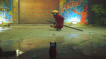 STRAY - Cat meets Robots for the first time