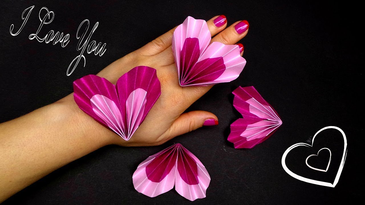 How to make paper hearts for Valentine's day. Valentine's day crafts. YouTube