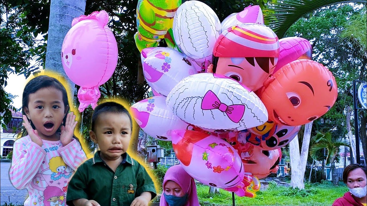 Balonku Ada Lima 💞 Naik Odong-odong Karakter Lucu 💞 Balita Lucu Beli Balon Lampu 💞 Riska Incess