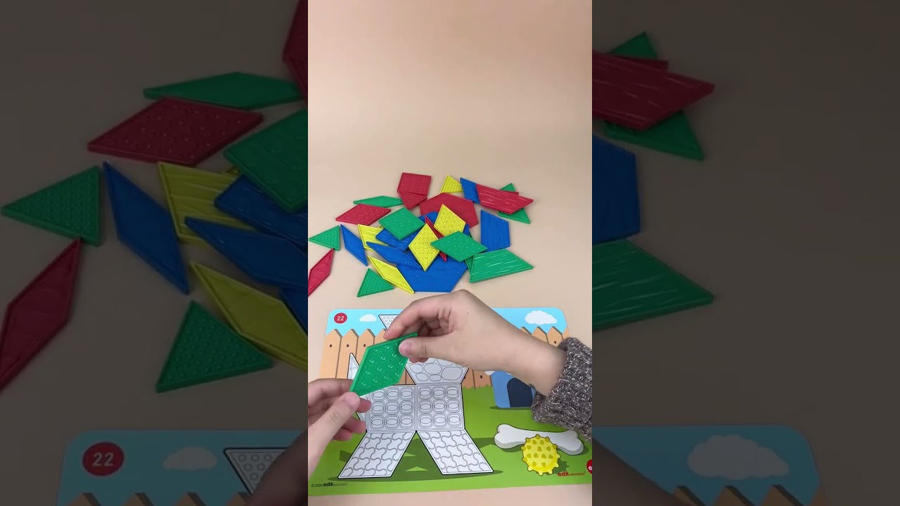 Green-n-Learn Sensory Pattern Blocks feature tactile surfaces that spark sensory play and creativity