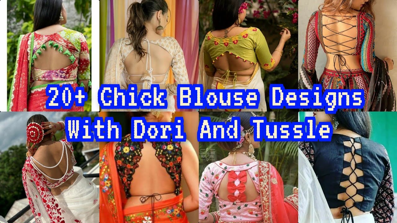 Stylish Back Neck Blouse Designs with Dori and Tussle 💖 Save it for later  ✓ Follow : @vastragyaan for more such style inspirations