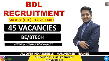 BDL MT RECRUITMENT 2023 | LATEST GOVERNMENT JOB UPDATES IN ENGLISH