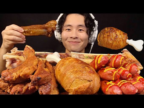 【ASMR】巨大骨付き肉、ソーセージ、スペアリブ‼️【咀嚼音/mukbang/Eating Sounds】