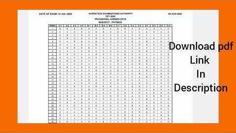 KCET 2020 PHYSICS OFFICIAL ANSWER KEY || CHECK YOUR EXACT SCORE!! || KCET 2020 UPDATES || KCET