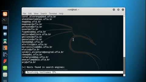 UTILIZAÇÃO DA FERRAMENTA THEHARVESTER do Kali Linux