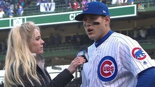 LAD@CHC: Rizzo on his first homer of the year in win