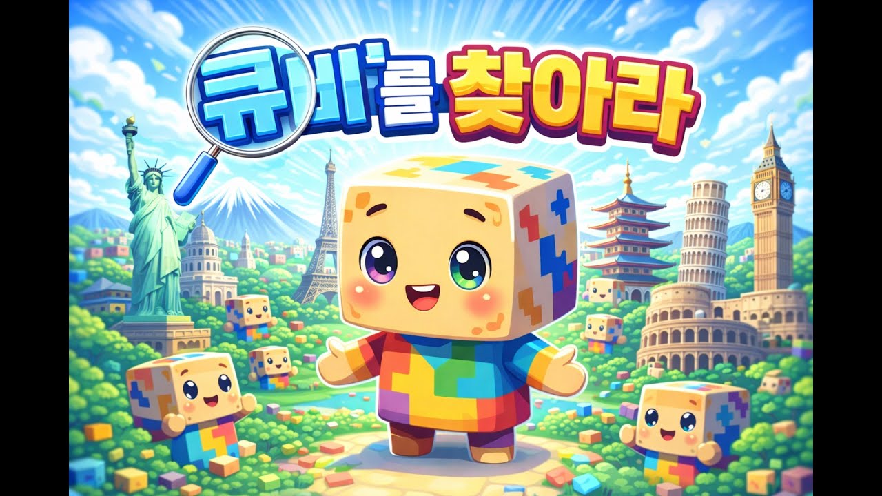 [큐비] 🌍 전 세계의 큐비를 찾아라! | 랜드마크 숨은그림찾기 퀴즈 | 유아·어린이 두뇌놀이