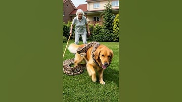Giant Python Attack Dog at yard - Old Lady  Smack Broom Rescue #rescue #shorts #animals