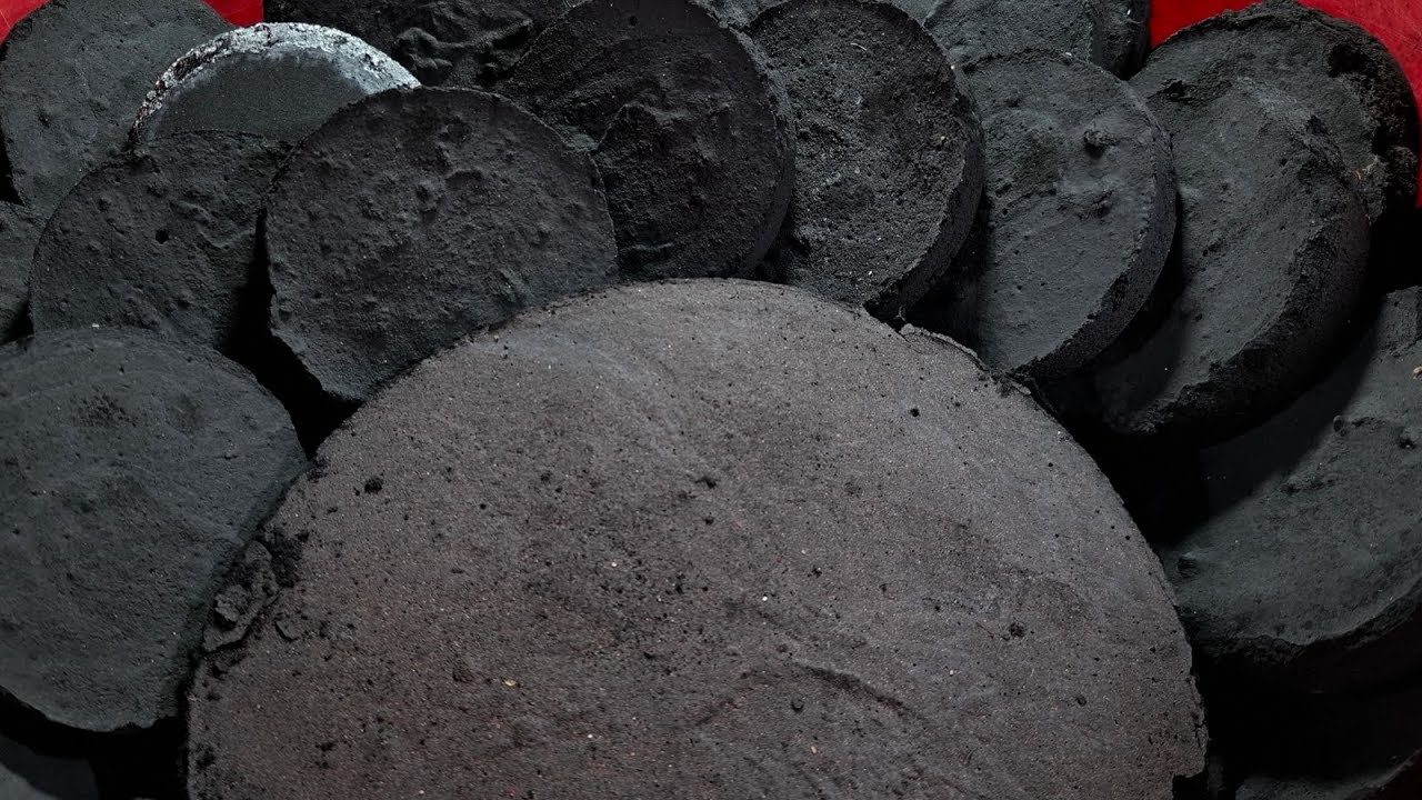 Happy New Year!! 💐💐🥳🥳 Black gymchalk Discs mass crush(4K)⚫️⚫️~ Soft and crispy Dark Black reforms 😍🫠